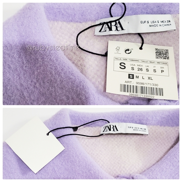 ZARA Pastel Argyle Polo Short Sleeve Sweater,Rhinestone Buttons,Wide Collar, NWT - Picture 8 of 9